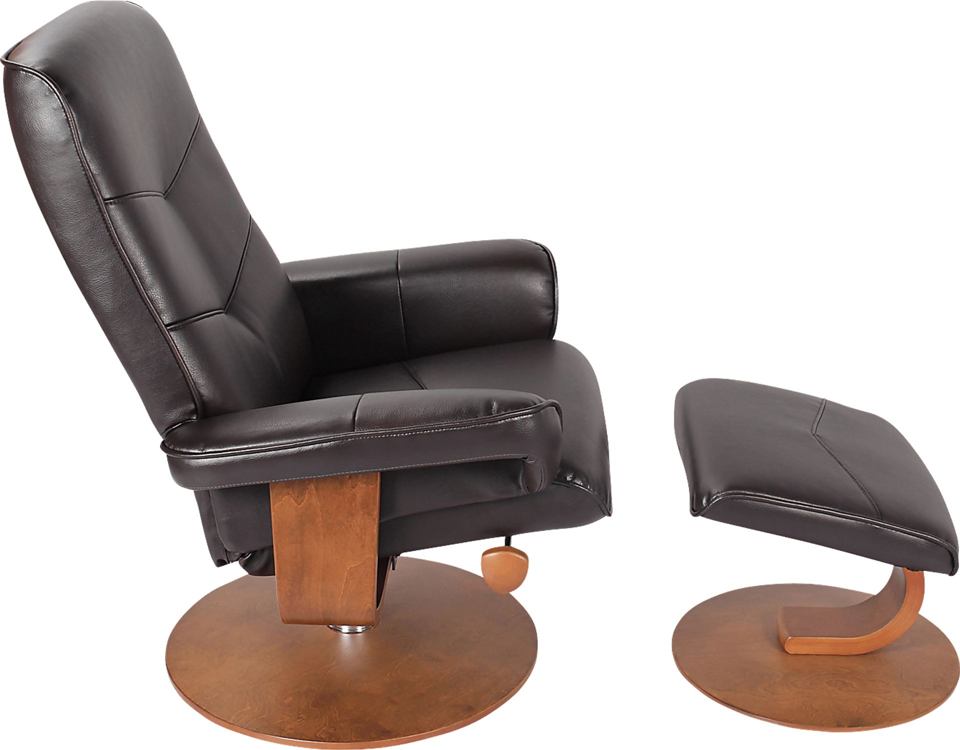 Powis Brown Recliner & Ottoman - Image 3