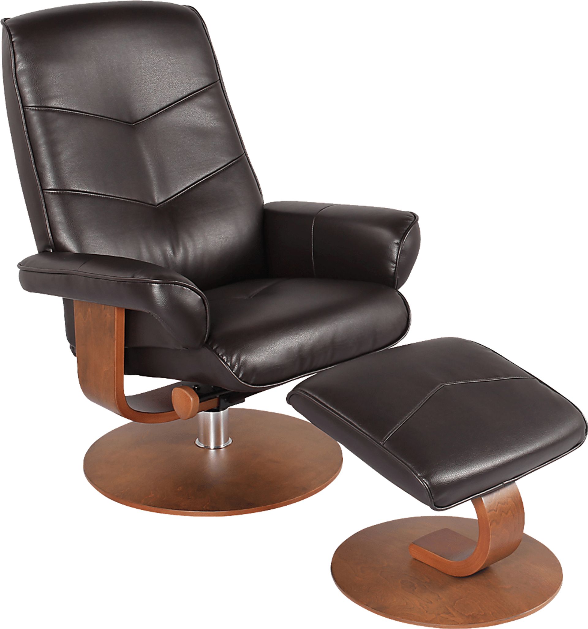Powis Brown Recliner & Ottoman - Image 1