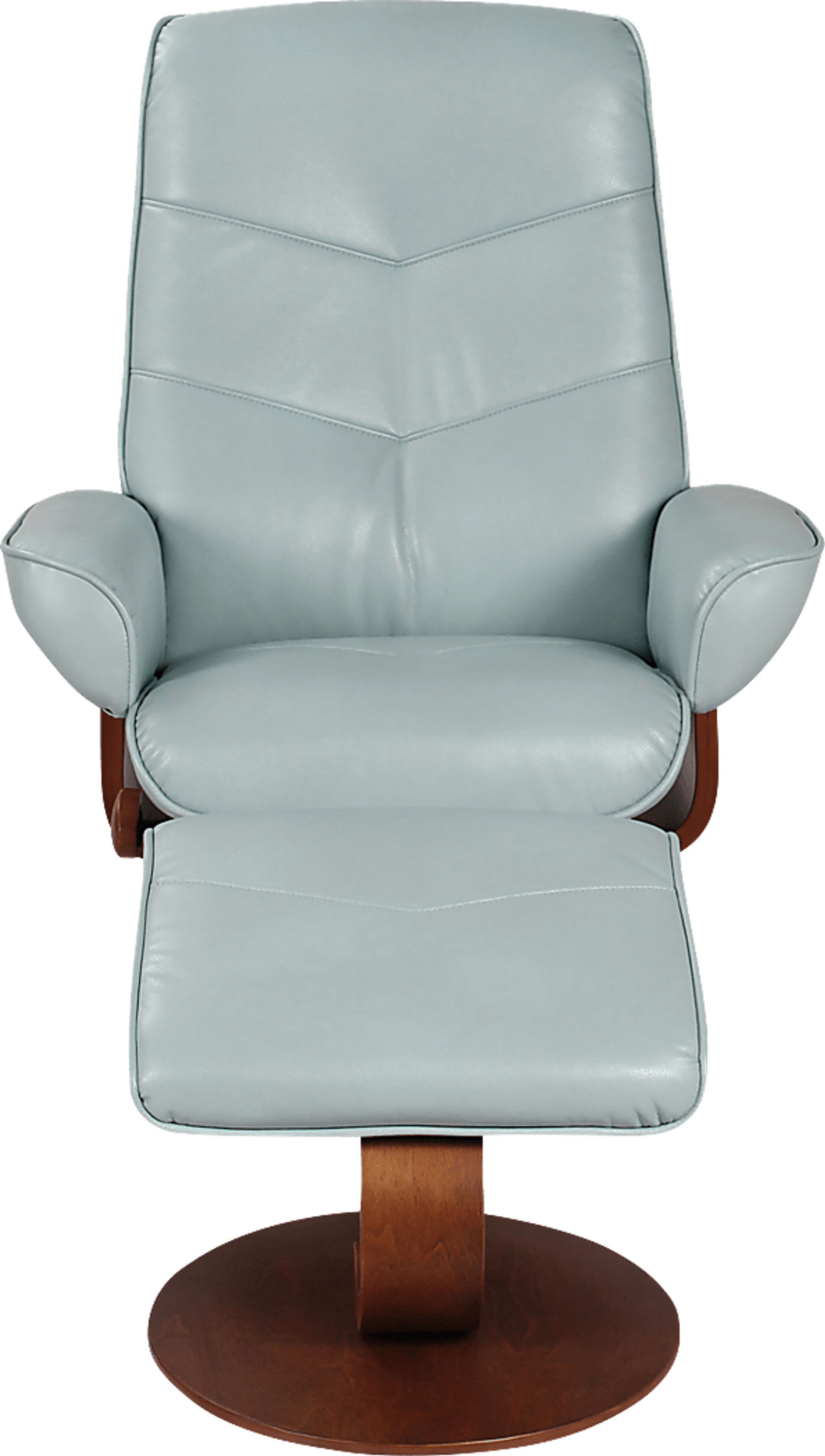 Powis Light Blue Recliner & Ottoman - Image 2