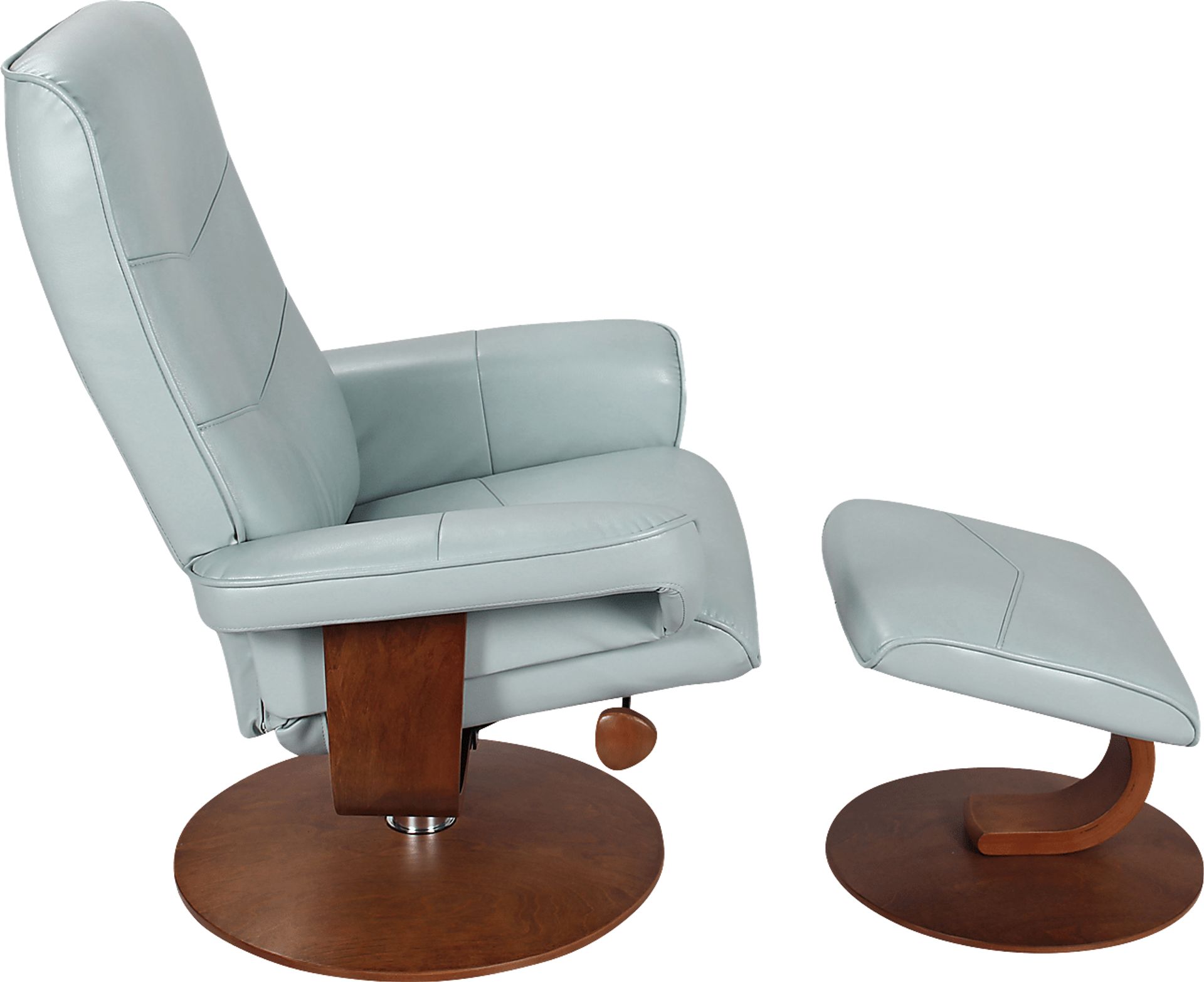 Powis Light Blue Recliner & Ottoman - Image 3