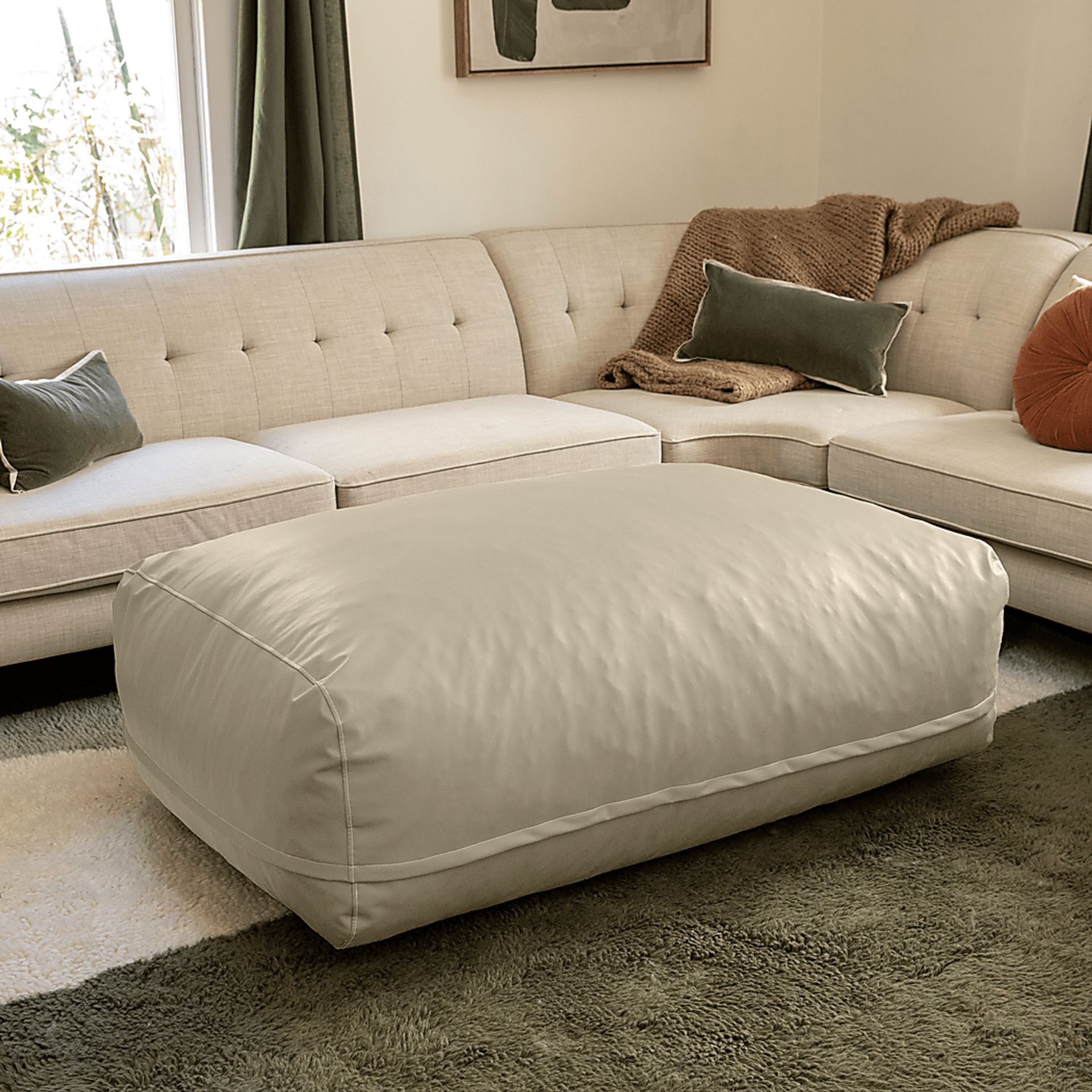 Prasia Beige Large Bean Bag - Image 2
