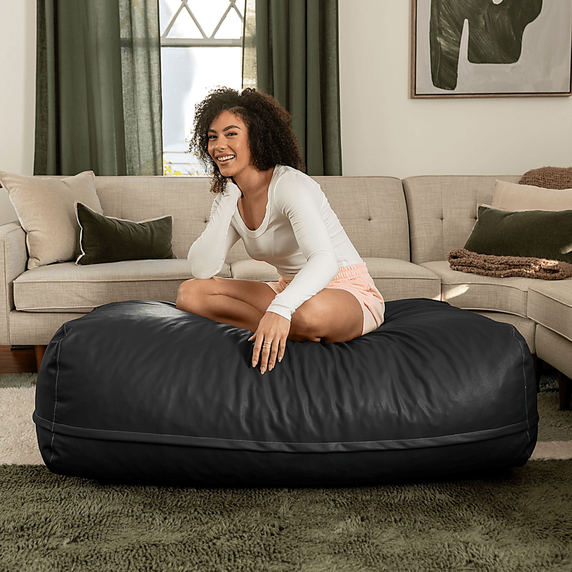 Prasia Black Large Bean Bag - Image 4