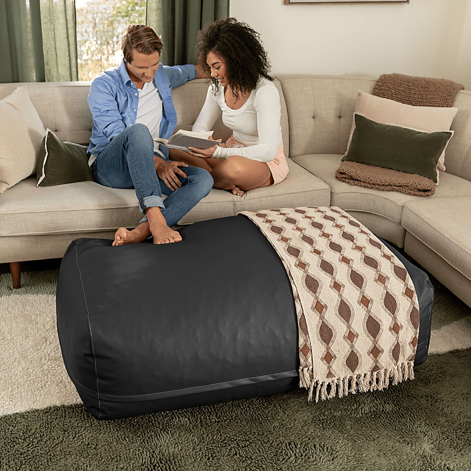 Prasia Black Large Bean Bag - Image 6