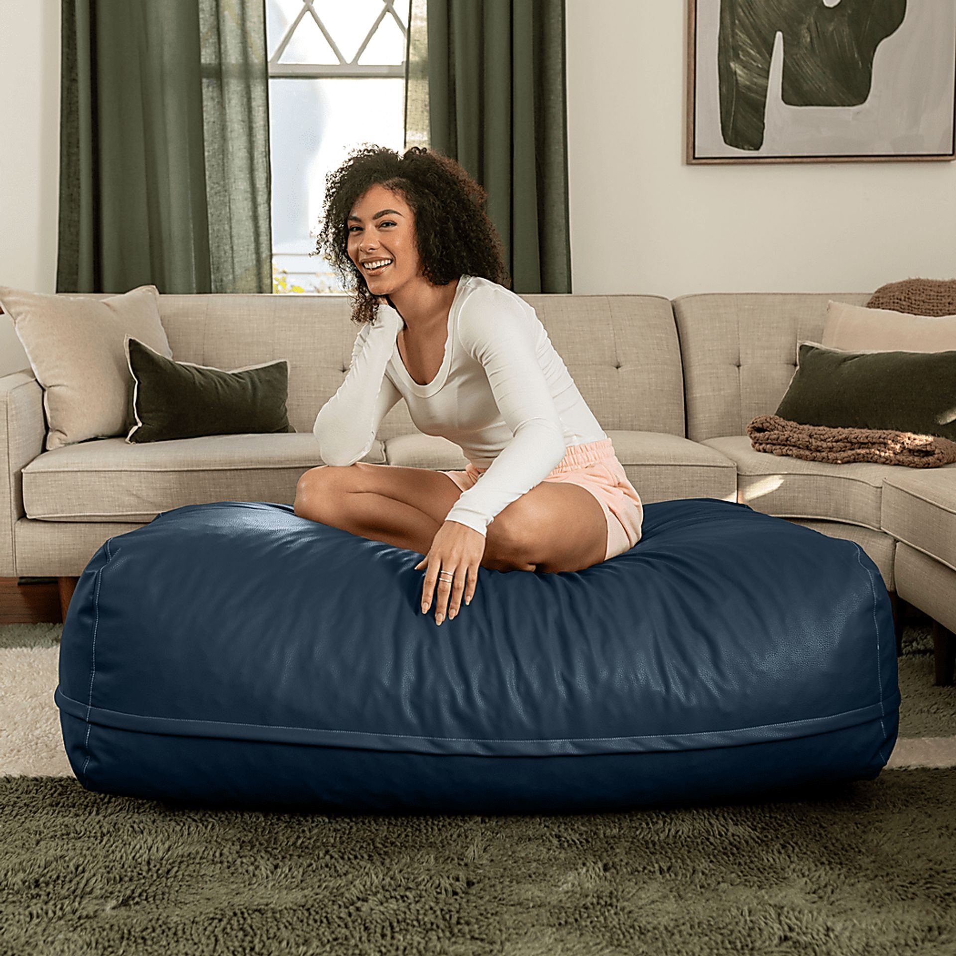 Prasia Blue Large Bean Bag - Image 4