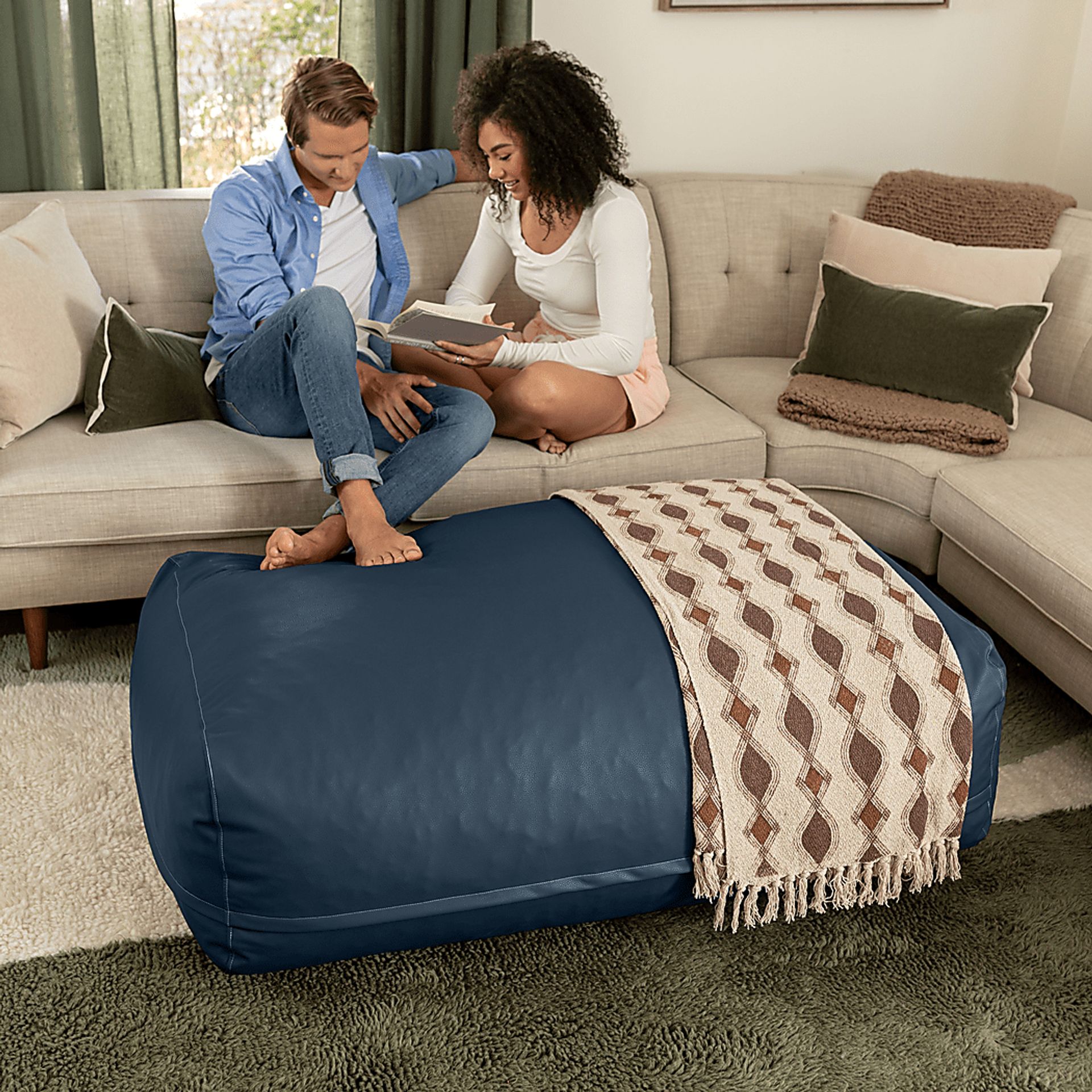 Prasia Blue Large Bean Bag - Image 6