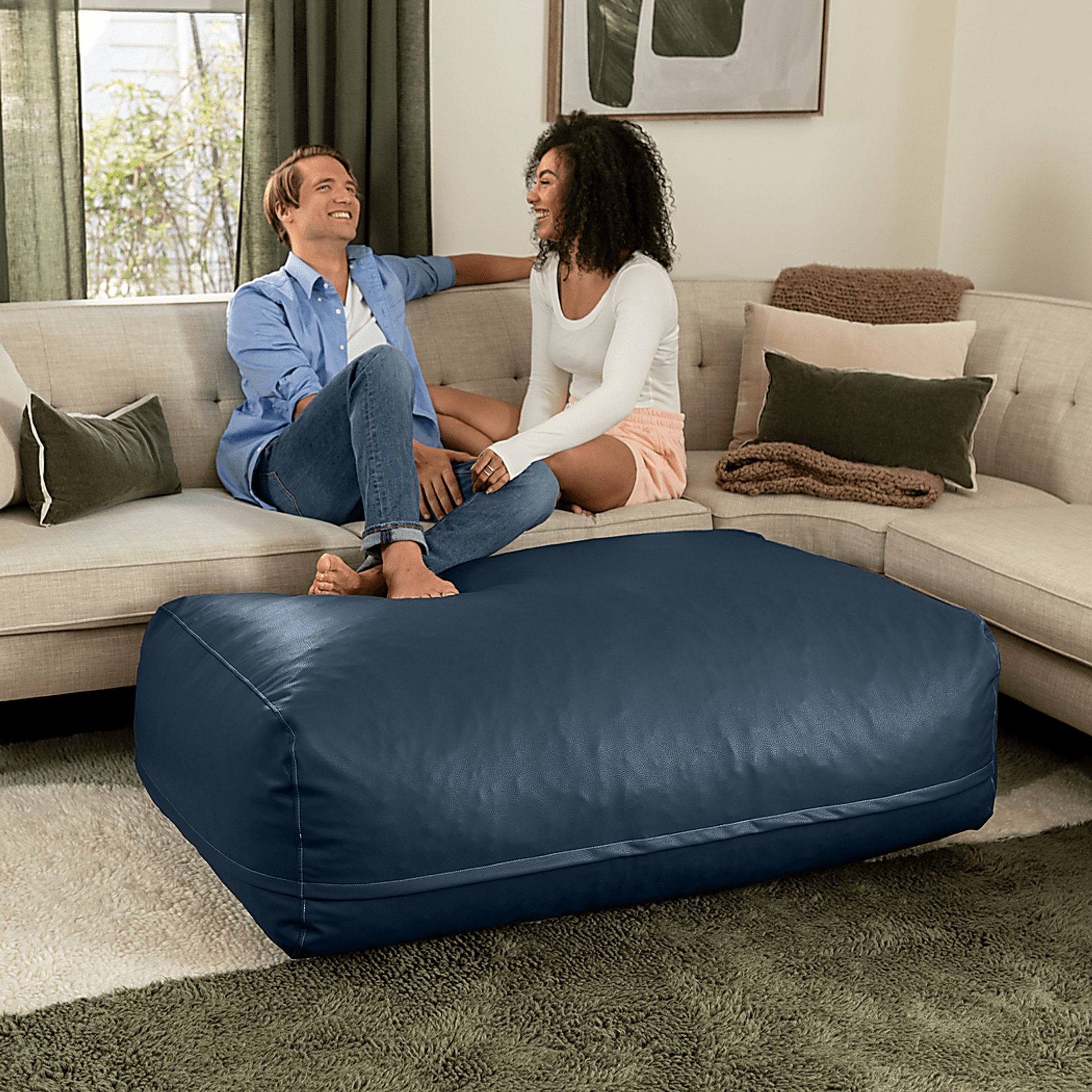 Prasia Blue Large Bean Bag - Image 7