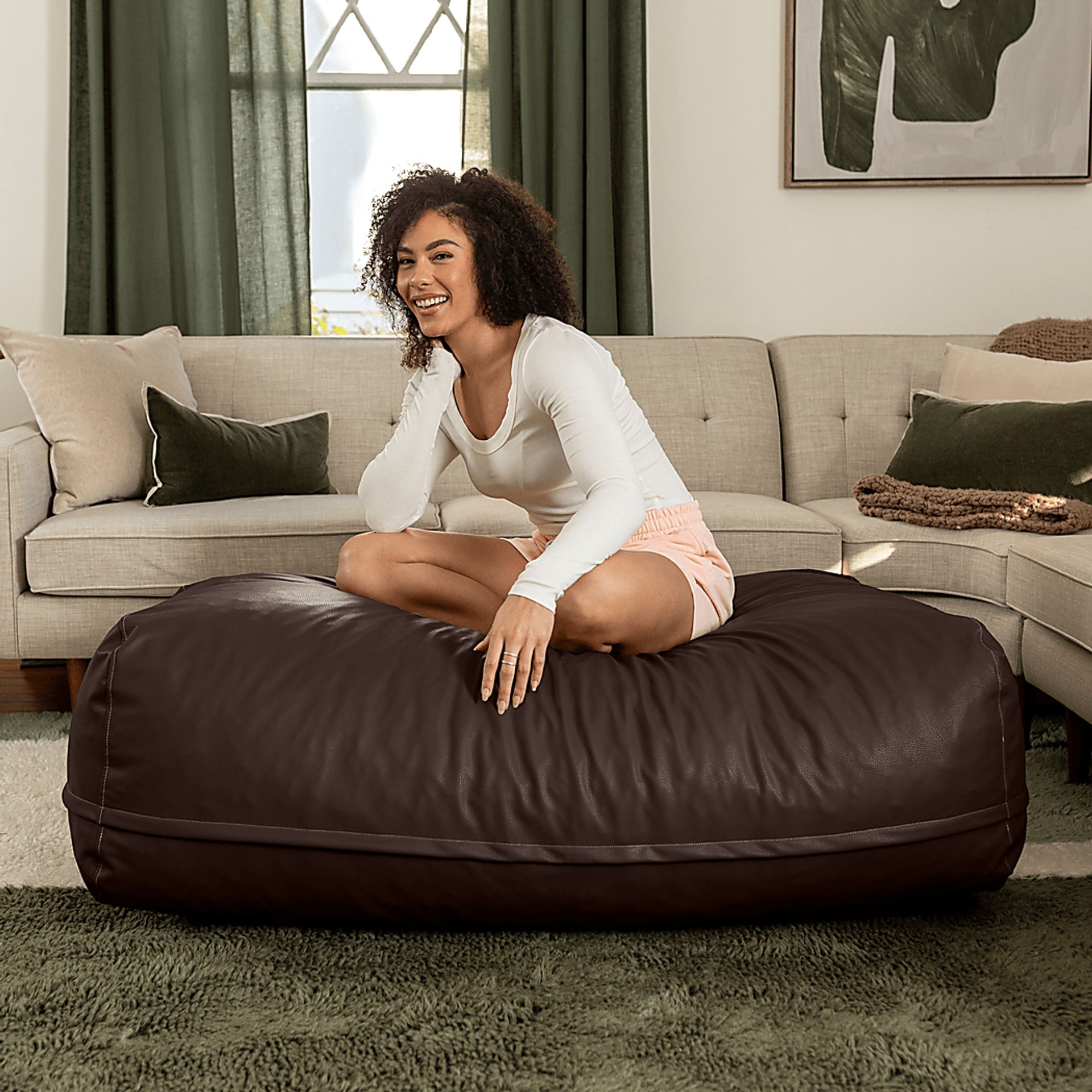 Prasia Brown Large Bean Bag - Image 4