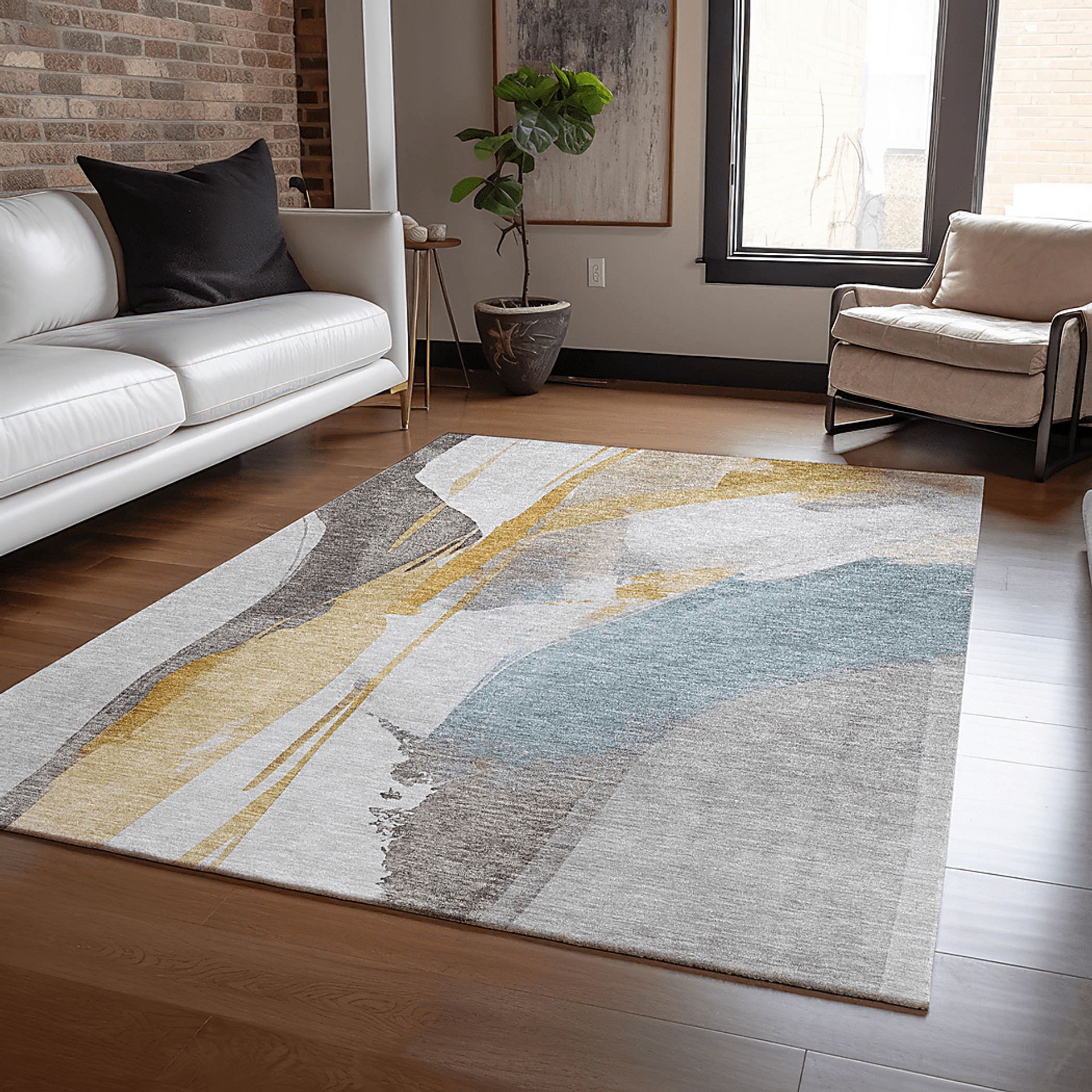 Pratin Gold 8' x 10' Machine Washable Rug - Image 2