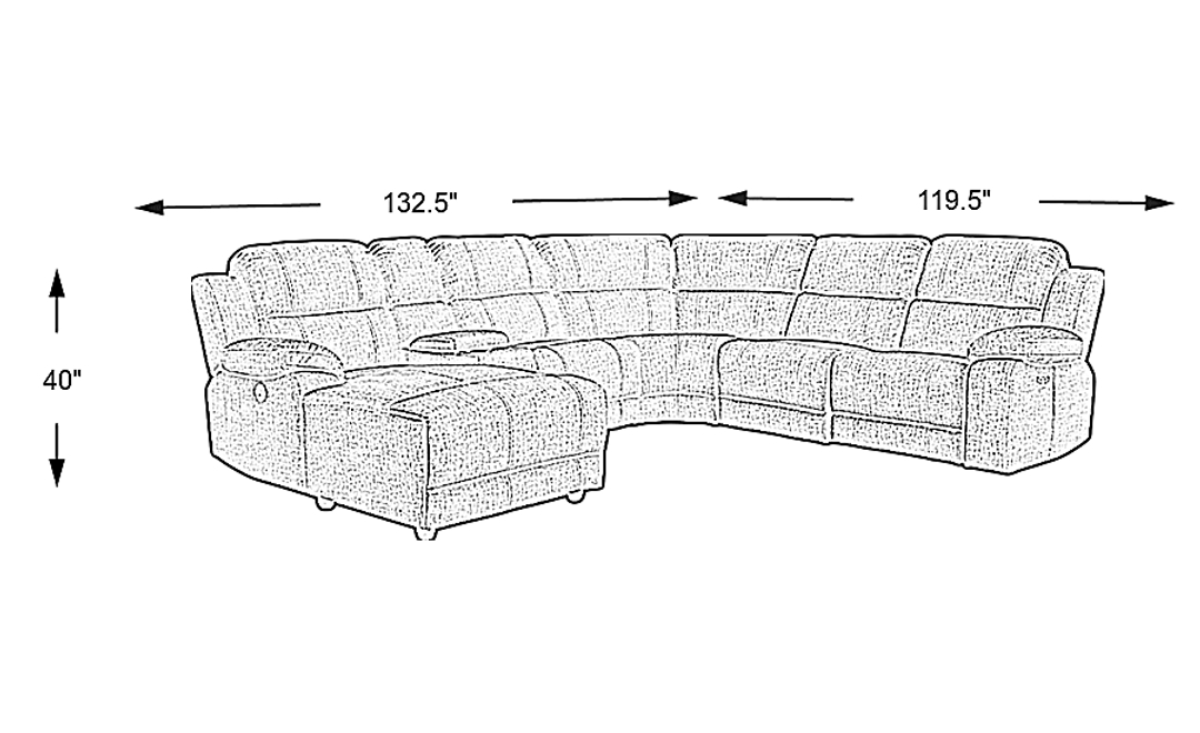 Prescott Point Gray 6 Pc Power Reclining Sectional