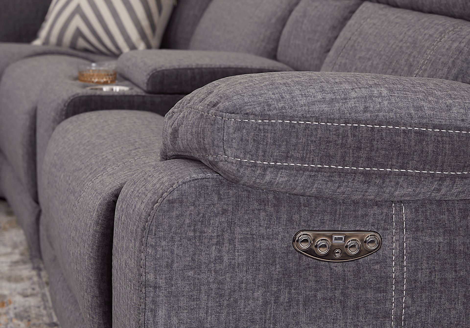 Prescott Point Gray 6 Pc Power Reclining Sectional - Image 4