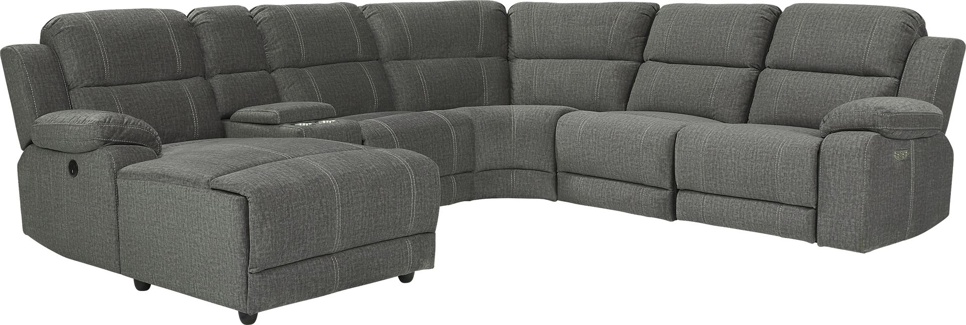 Prescott Point Gray 6 Pc Power Reclining Sectional - Image 1