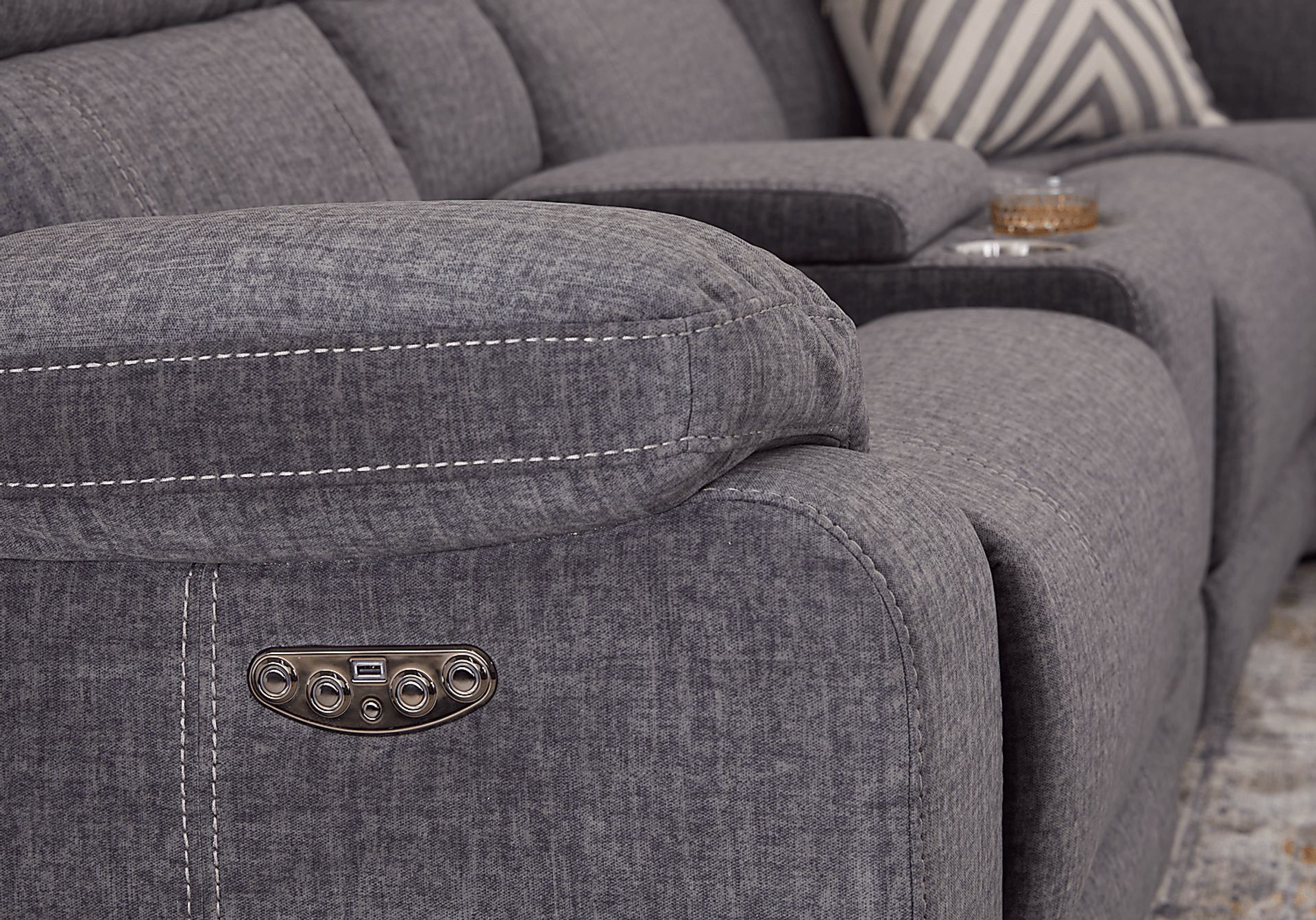 Prescott Point Gray 6 Pc Power Reclining Sectional - Image 4