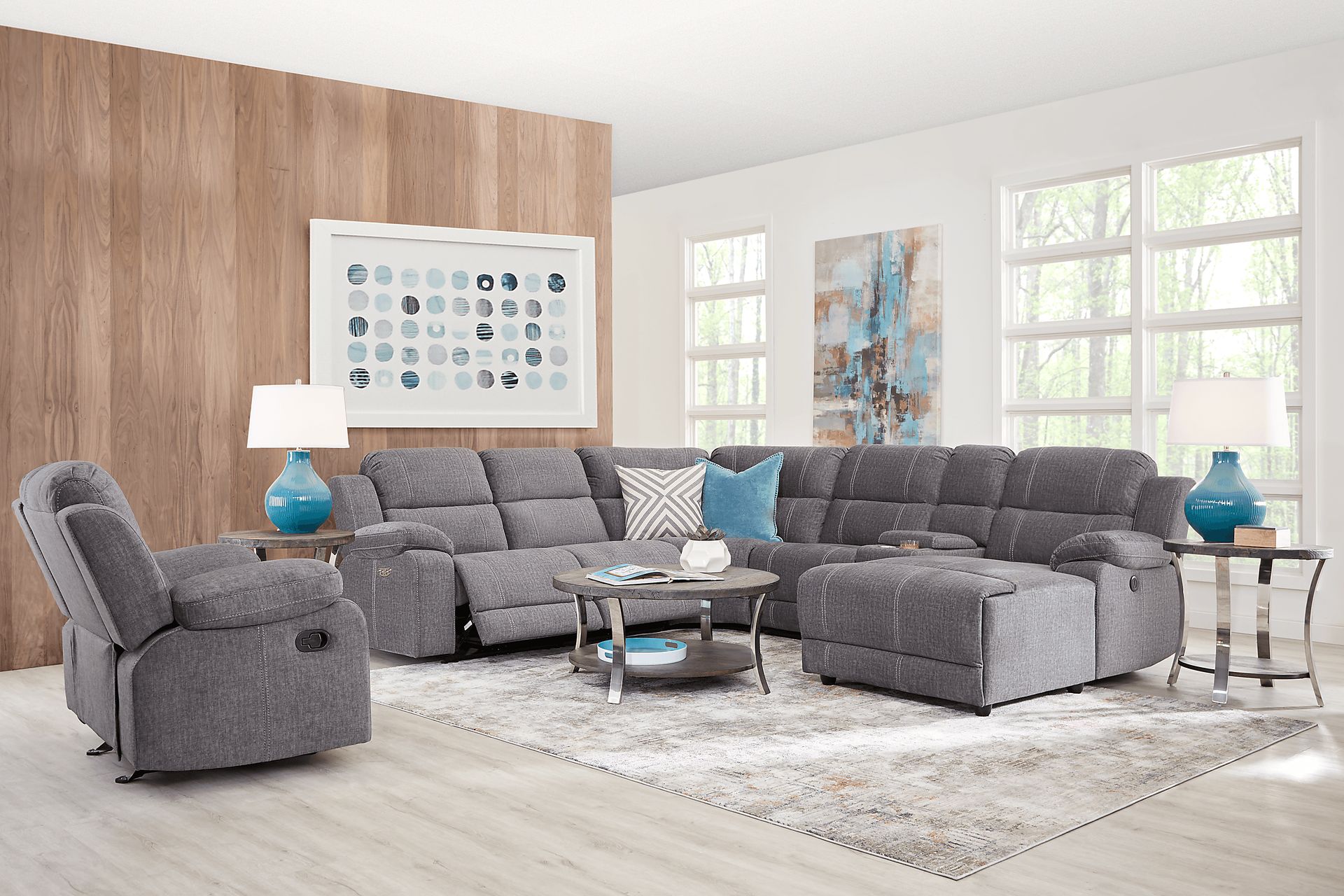 Prescott Point Gray 7 Pc Power Reclining Sectional Living Room - Image 1