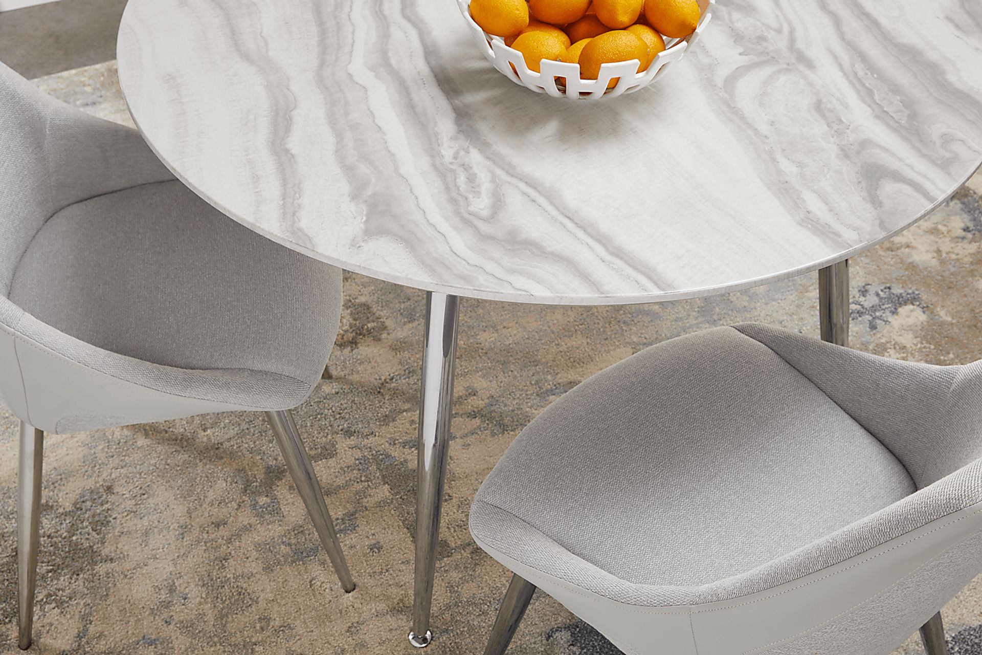 Pressley White 5 Pc Dining Room with Light Gray Chairs - Image 3