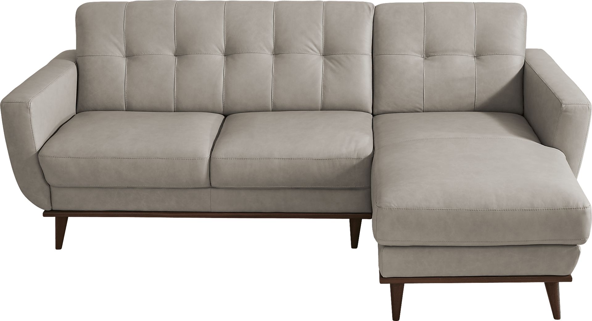 Pressly Place Light Gray Leather 2 Pc Sectional - Image 3