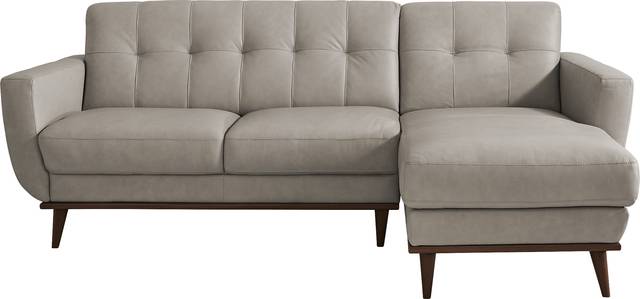 Pressly Place Light Gray Leather 2 Pc Sectional - Thumbnail - Image 1