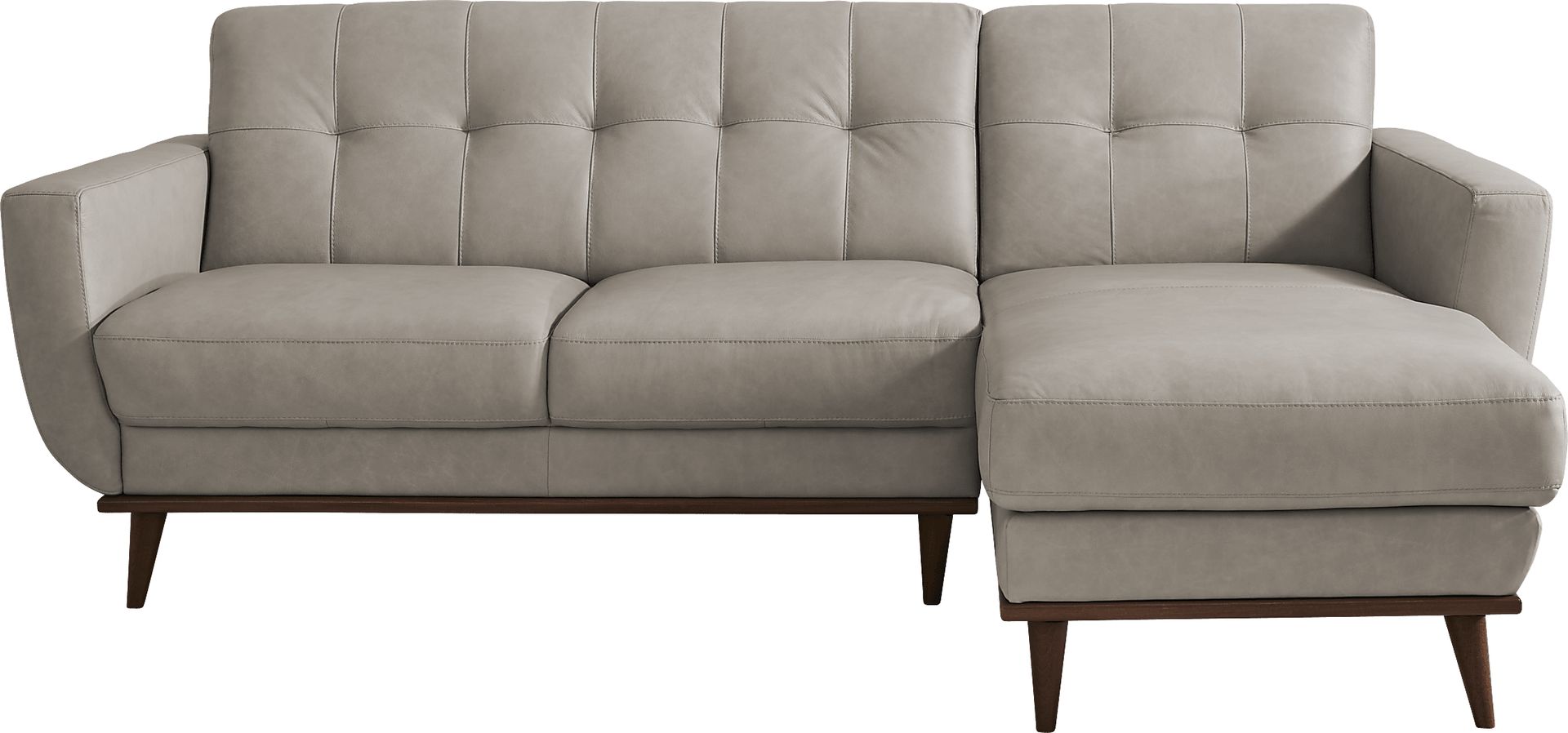 Pressly Place Light Gray Leather 2 Pc Sectional - Image 1