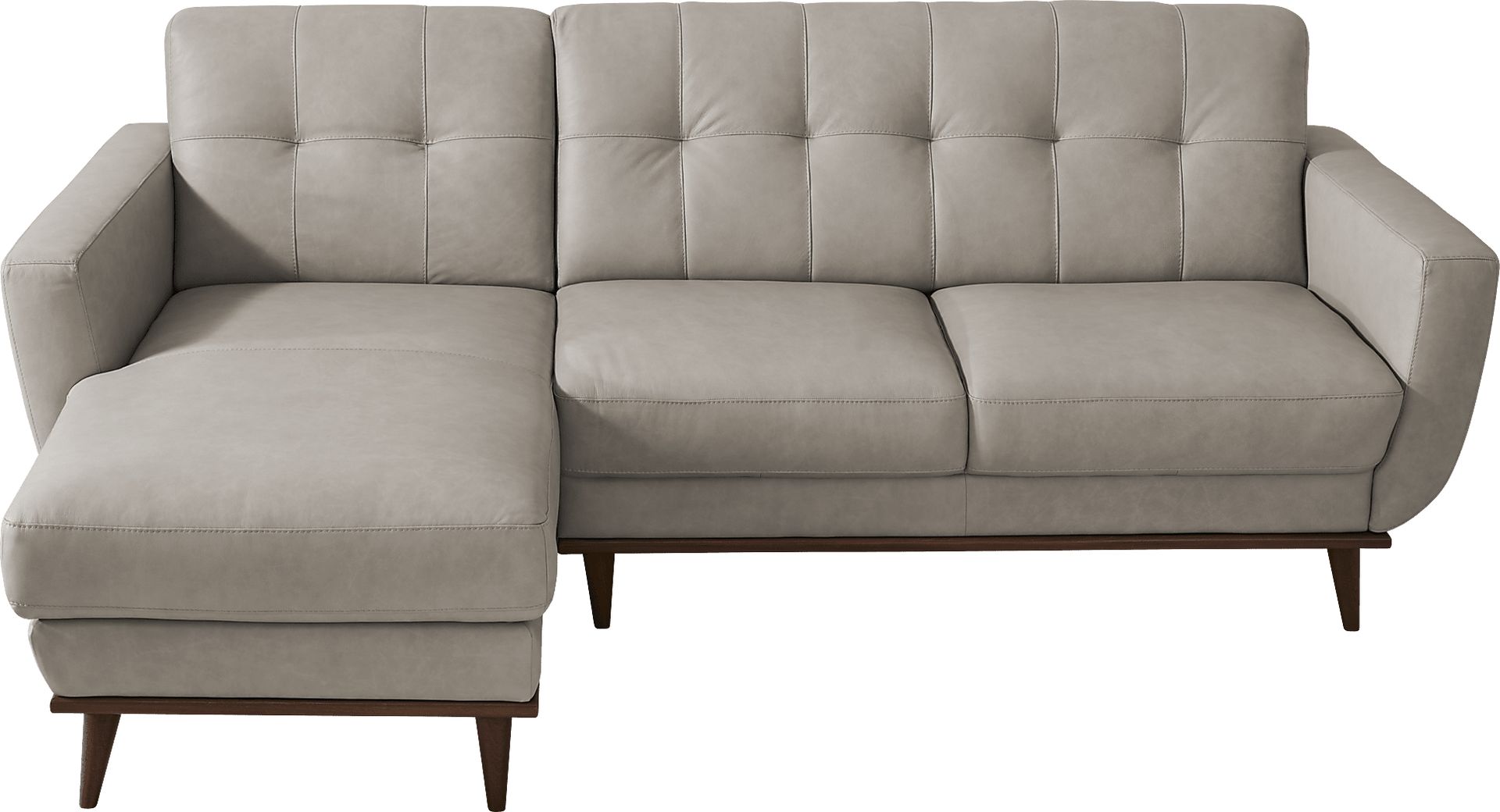 Pressly Place Light Gray Leather 2 Pc Left Arm Chaise Sectional