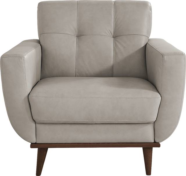 Pressly Place Light Gray Leather 8 Pc Living Room - Thumbnail - Image 7