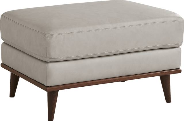 Pressly Place Light Gray Leather Ottoman - Thumbnail - Image 2