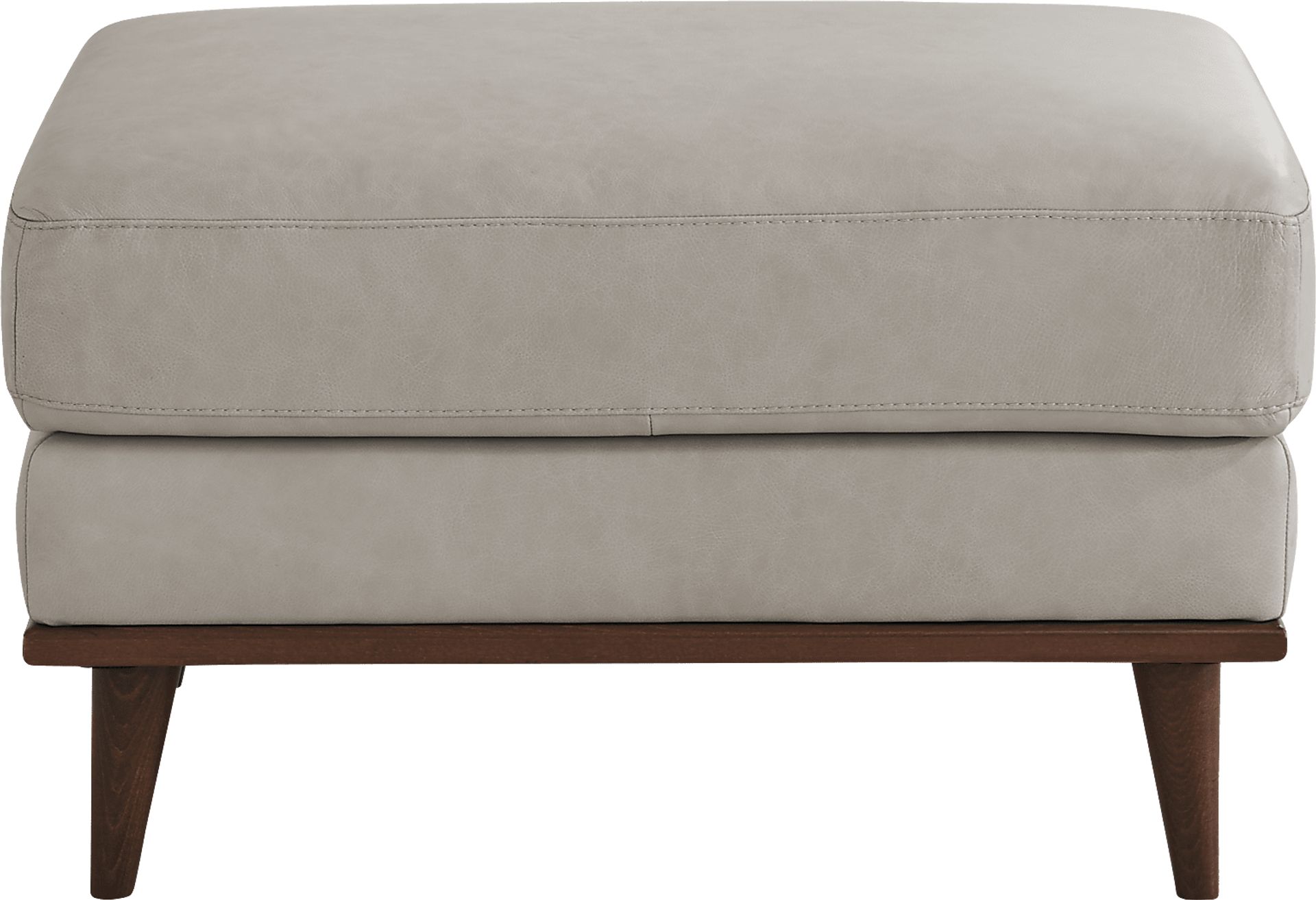Pressly Place Light Gray Leather Ottoman - Image 1