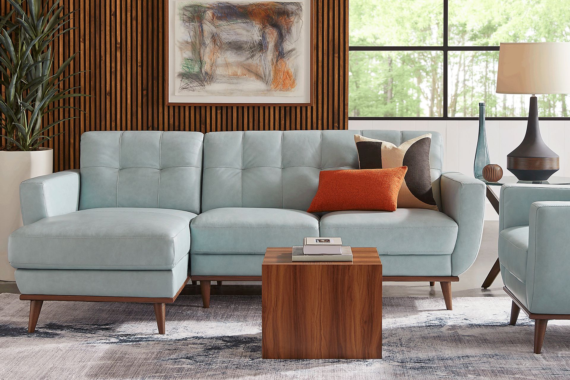 Pressly Place Sky Leather 2 Pc Sectional - Image 2