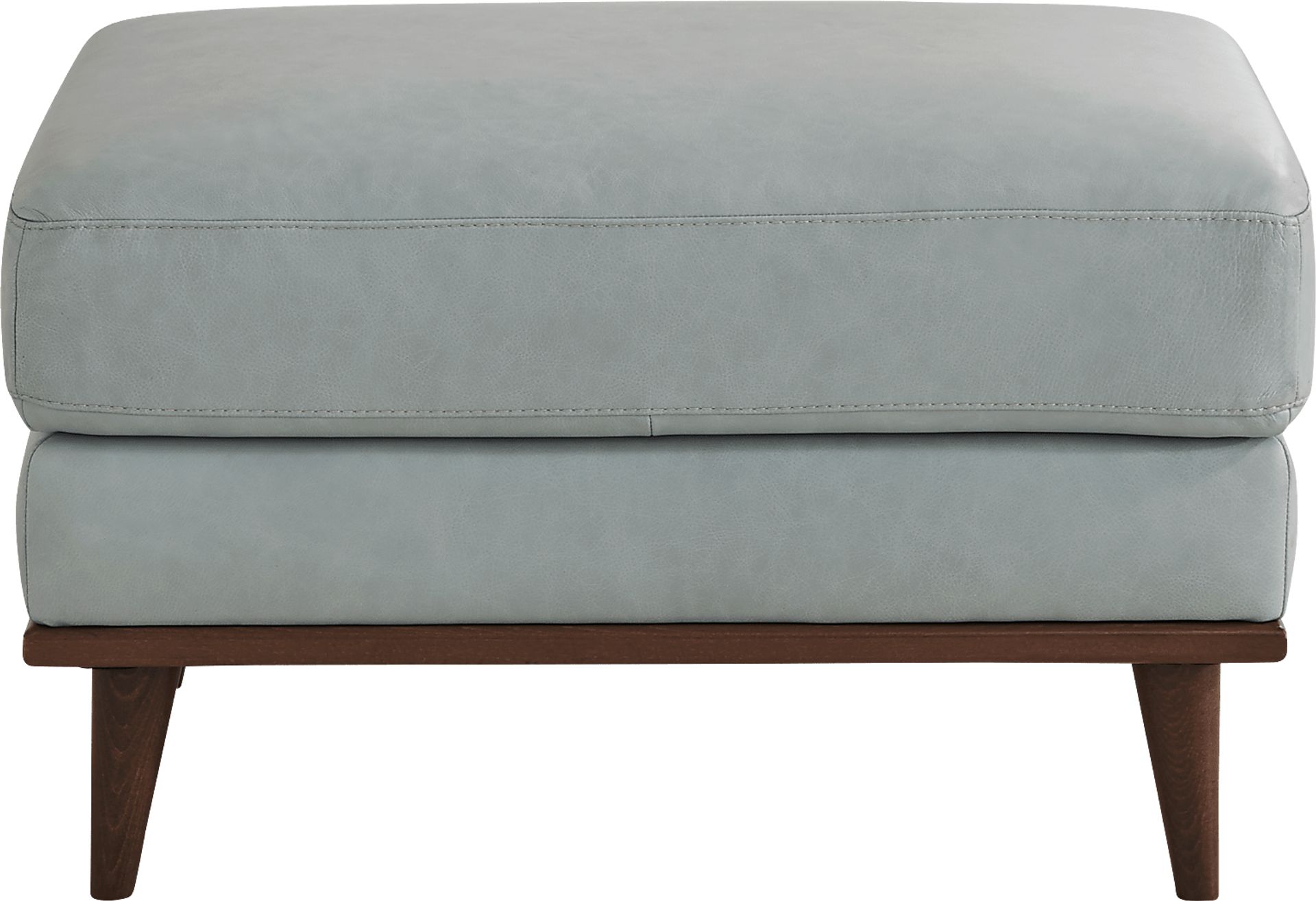 Pressly Place Sky Leather Ottoman - Image 2