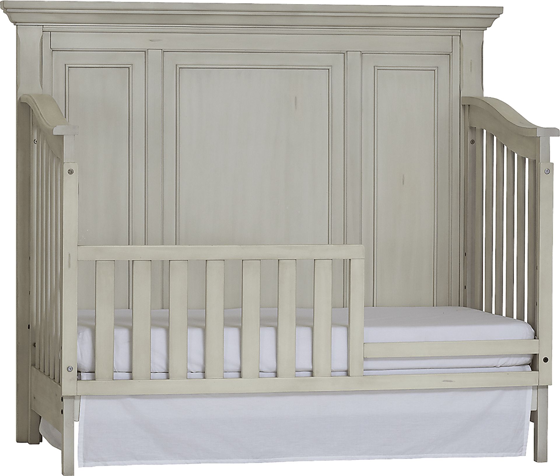 Prestcott 6 Pc Antique White Bedroom Set With Crib Dresser Changing Set Conversion Rails Toddler Rail Rooms to Go