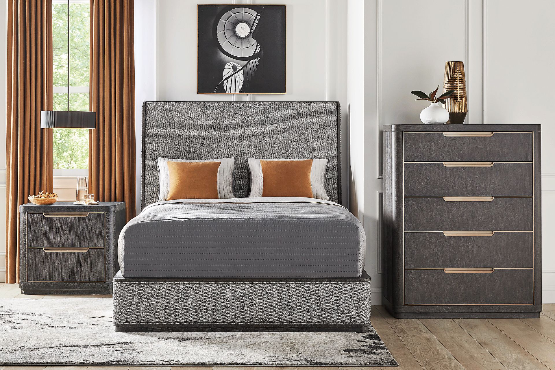 Preston Heights Gray 5 Pc King Upholstered Bedroom - Image 1