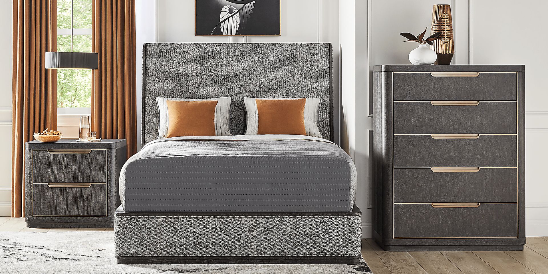 Preston Heights Gray 3 Pc King Upholstered Bed - Image 2