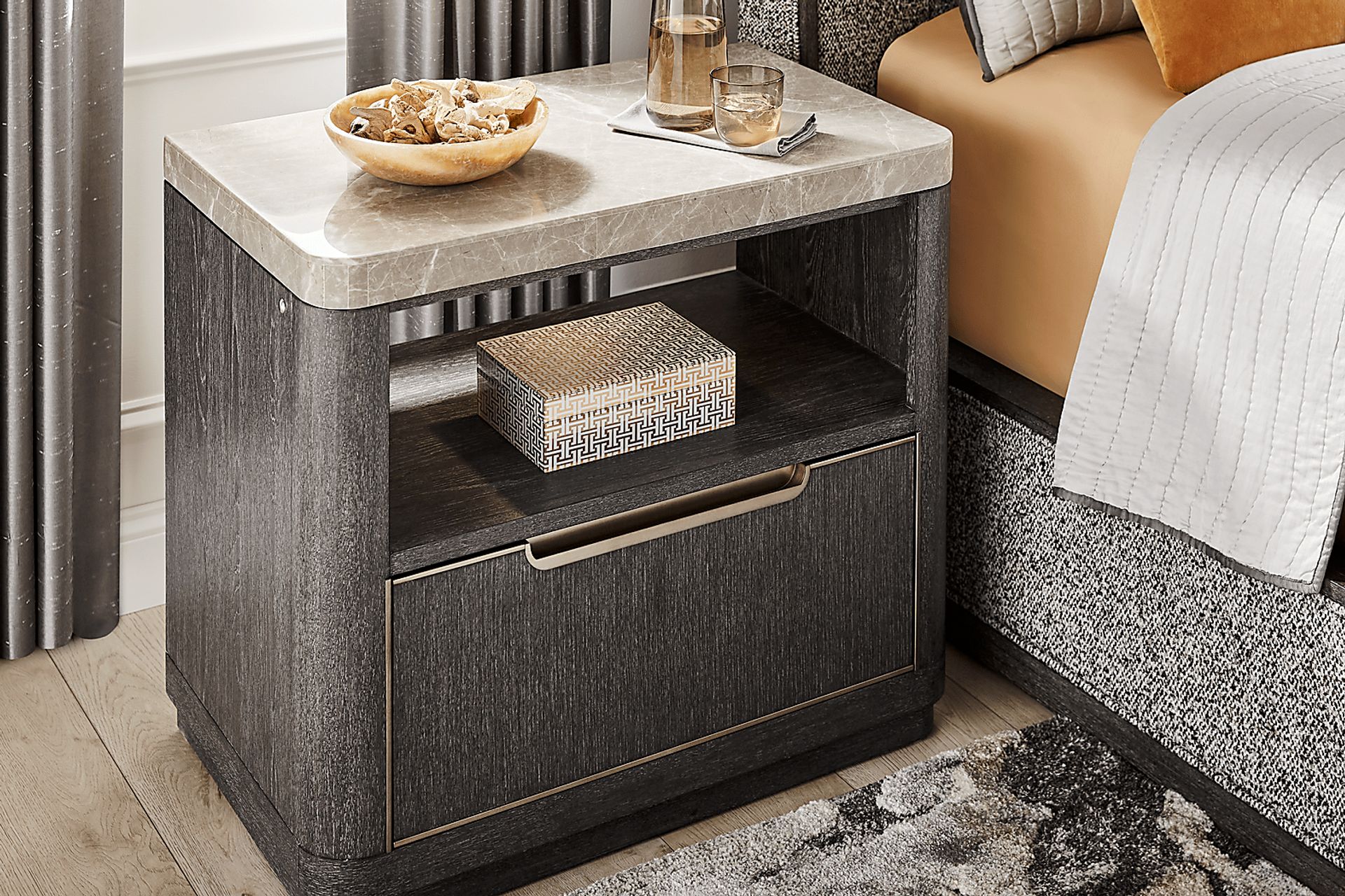 Preston Heights Gray Nightstand - Image 3
