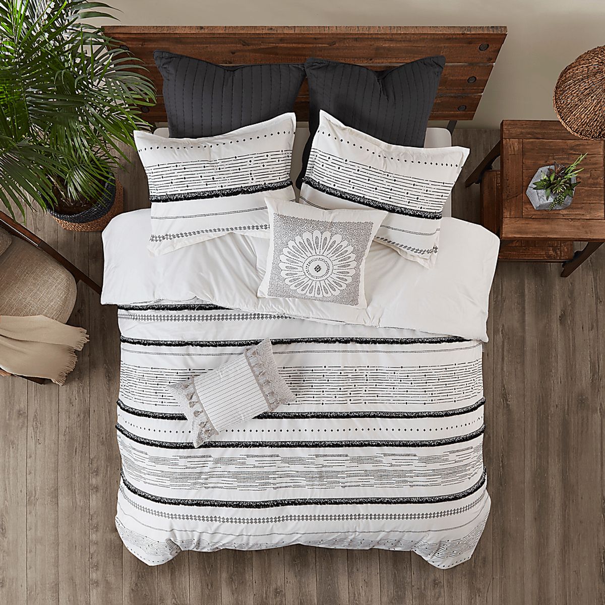 Preusser White Cotton Fabric 3 Pc King/California King Comforter Set ...