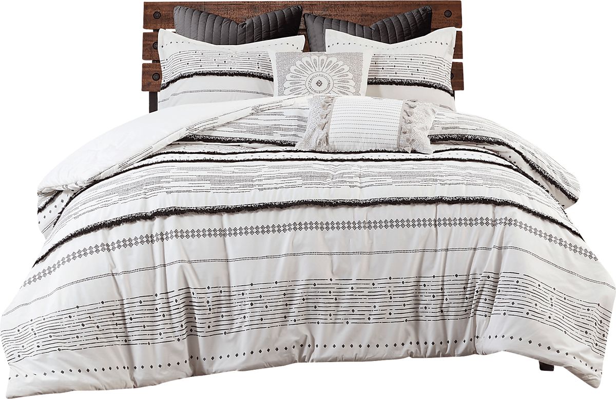 Preusser White Cotton Fabric 3 Pc King/California King Comforter Set ...