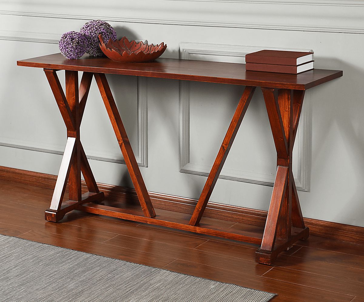Pridmore Brown Dark Wood Console Table | Rooms to Go