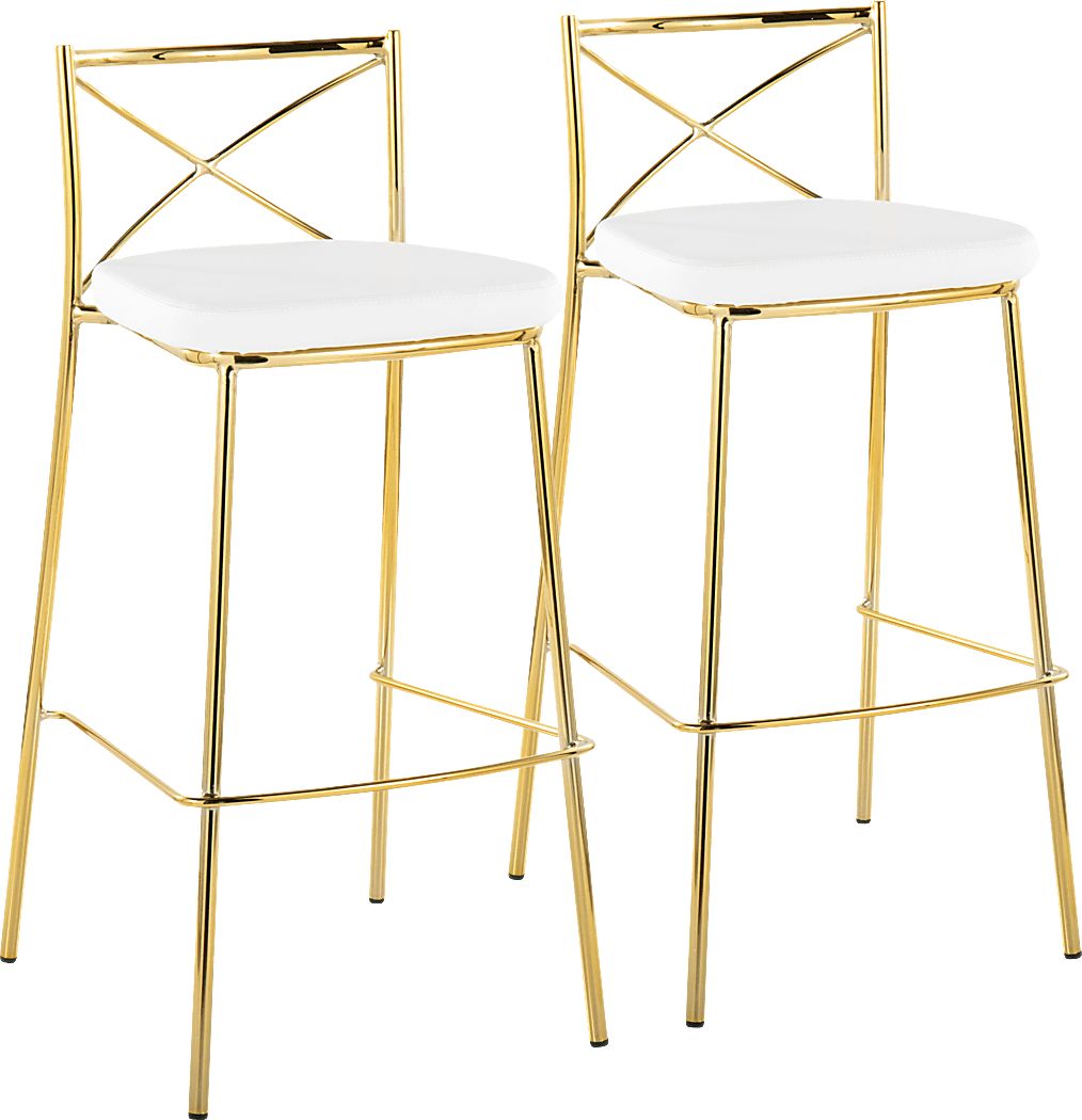 Prienwood White Barstool, Set of 2