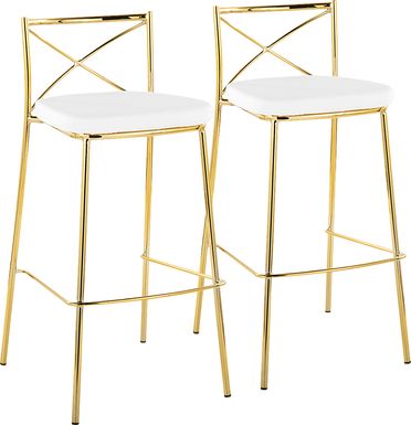 Prienwood White Barstool, Set of 2