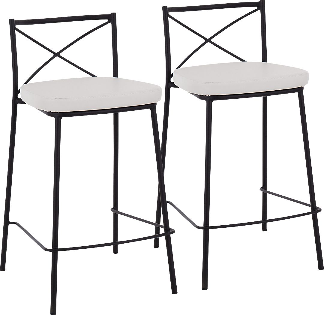 Prienwood White Counter Height Stool, Set of 2