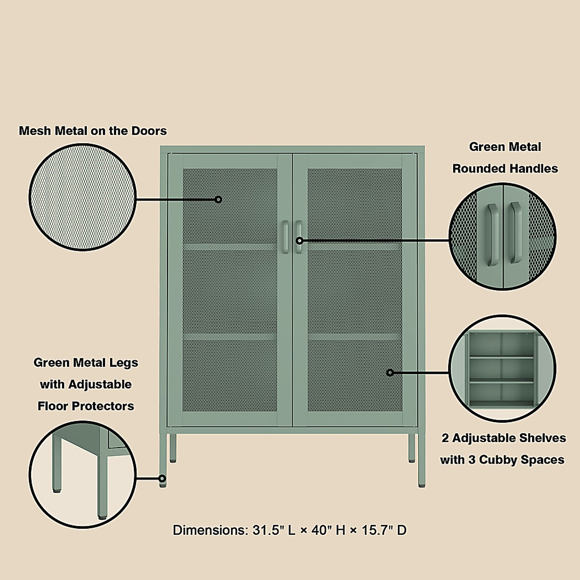 Primediany Green Accent Cabinet - Image 4