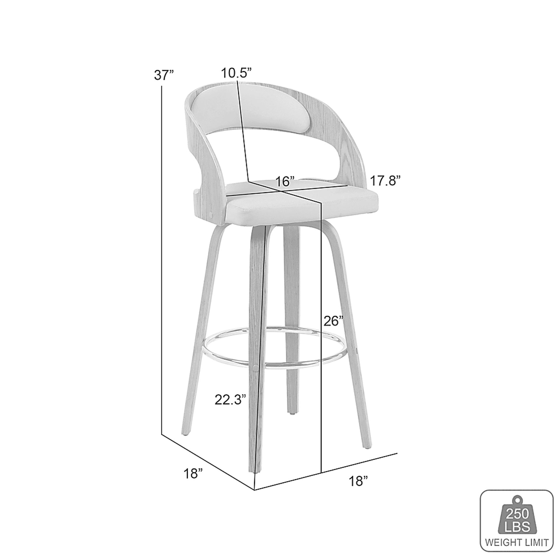 Primegold White Counter Height Stool - Image 9