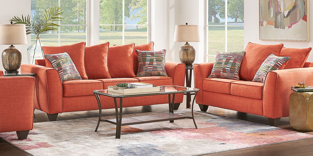 Bonavista Orange Orange,Red Polyester Fabric Sofa - Rooms To Go