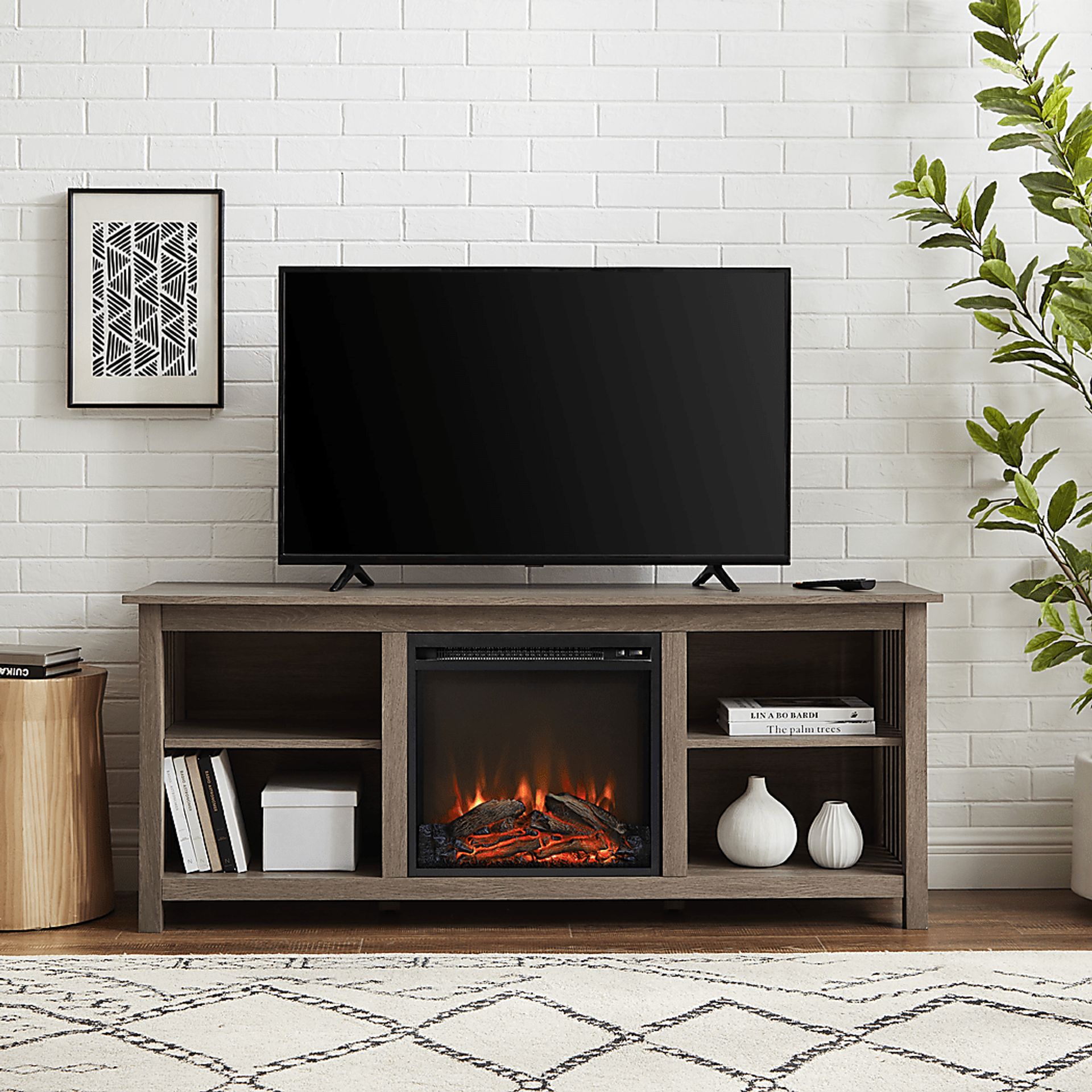 Primwood Driftwood 58 in. Console, With Electric Fireplace - Image 2