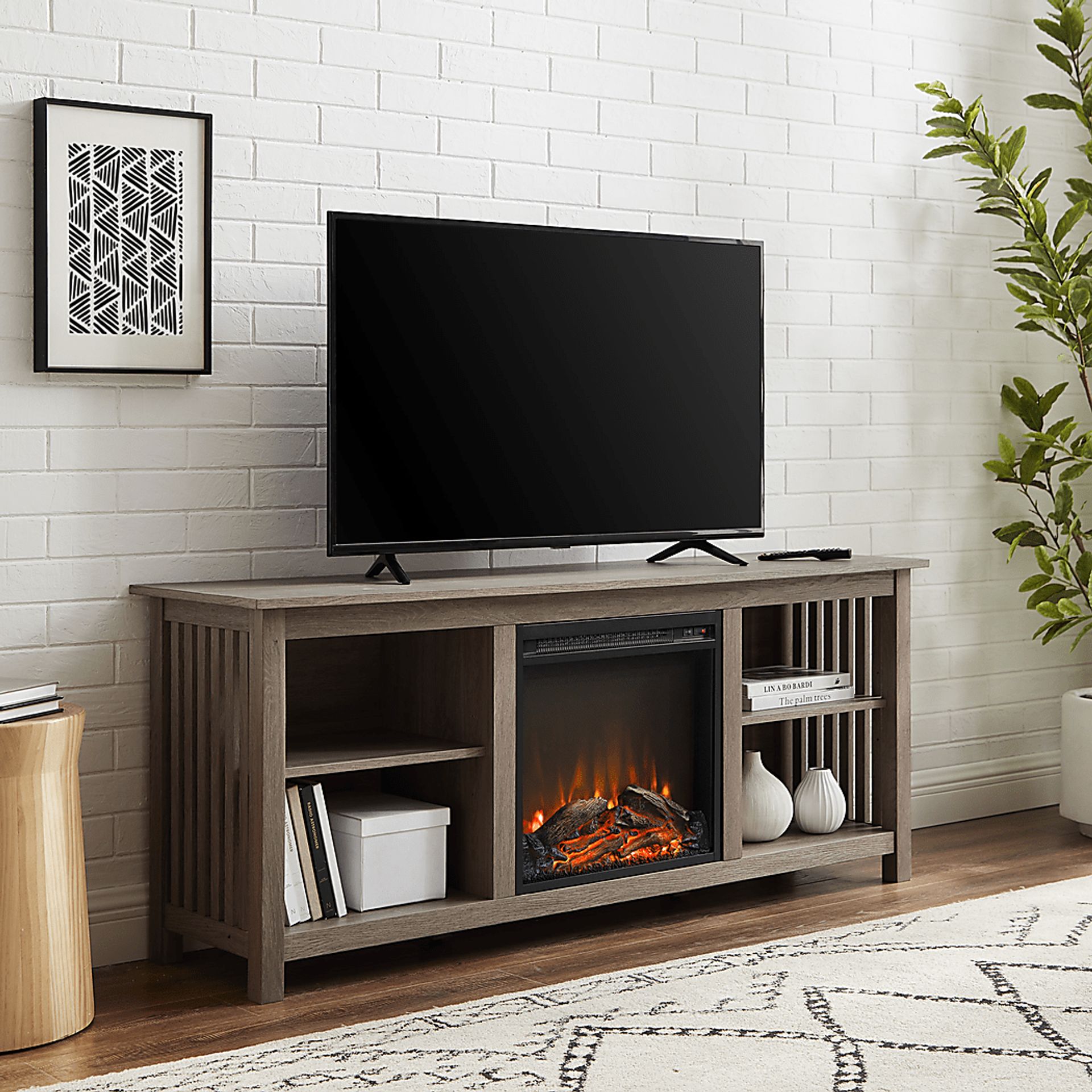 Primwood Driftwood 58 in. Console, With Electric Fireplace - Image 6