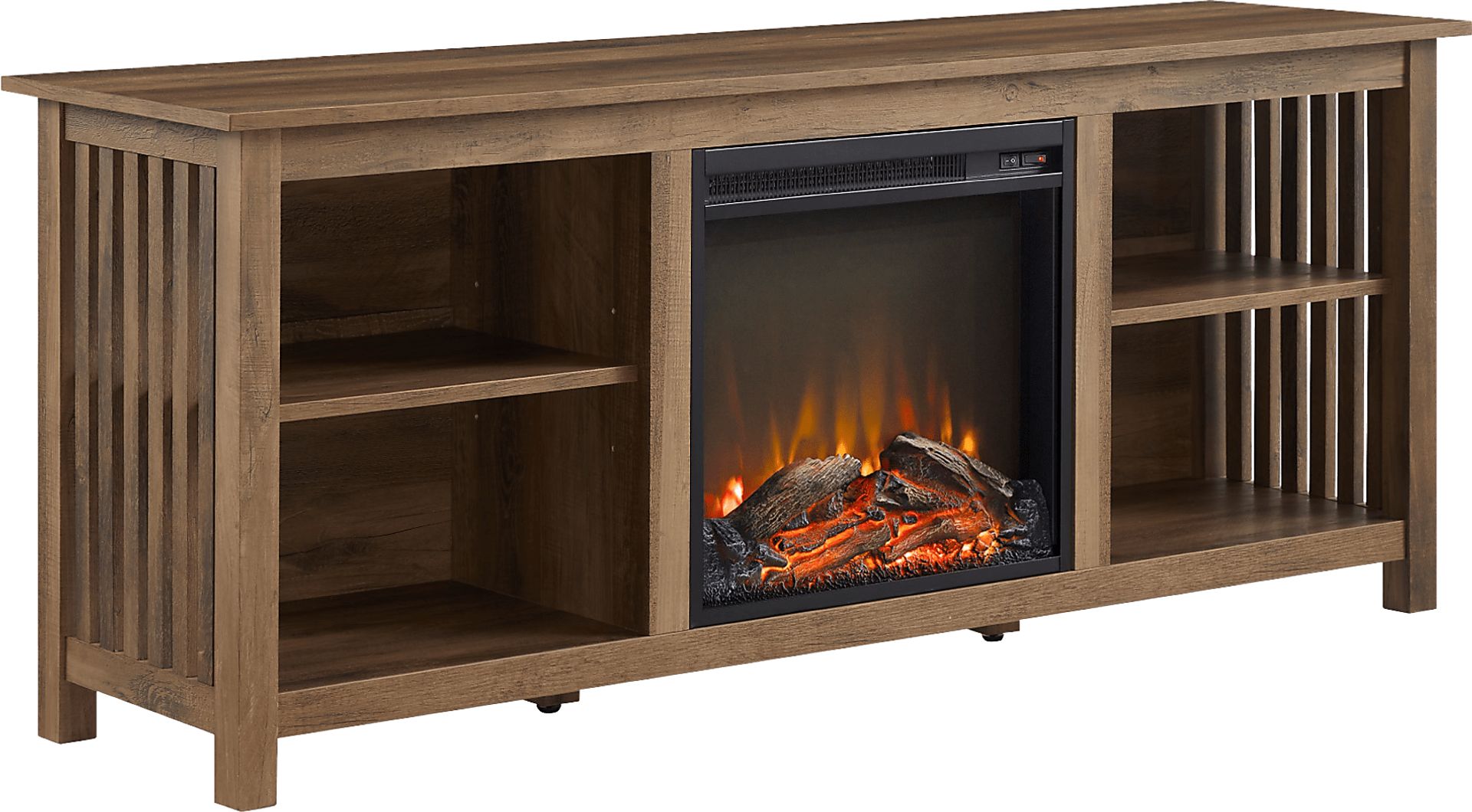 Primwood Oak 58 in. Console, With Electric Fireplace - Image 1