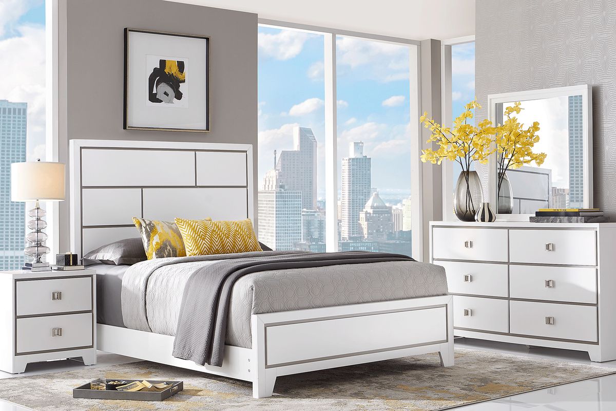 Princeton Hall 5 Pc White Colors,White Queen Bedroom Set With Dresser