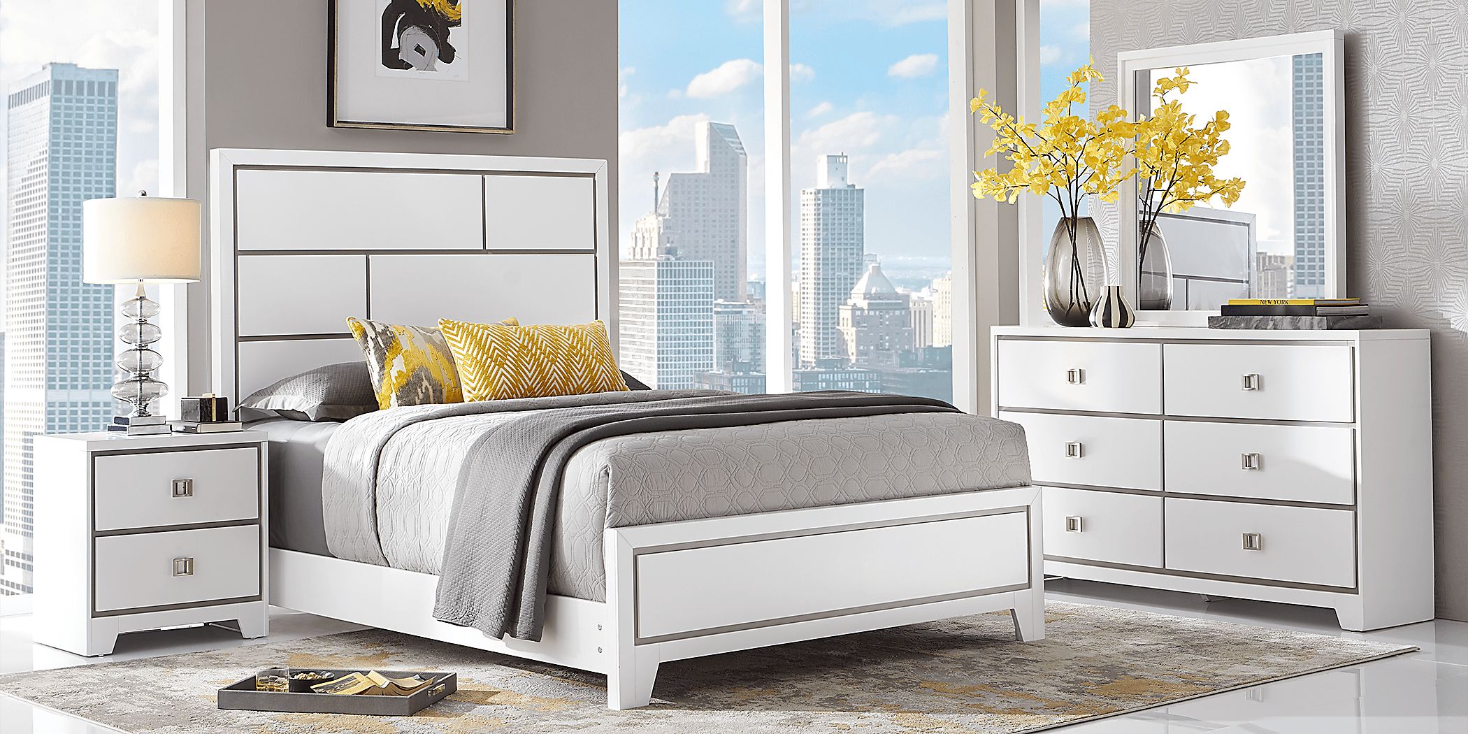 Princeton Hall White 5 Pc Queen Bedroom