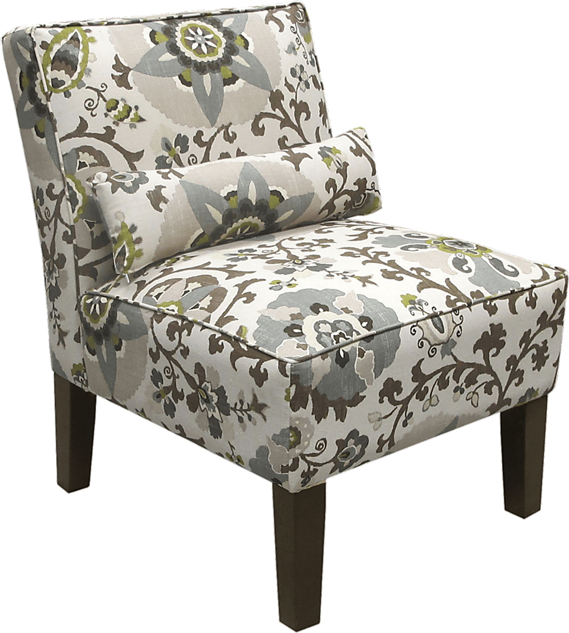 Printer Park Gray Floral Armless Chair - Image 1