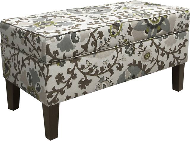 Printer Park Gray Floral Storage Bench - Thumbnail - Image 1