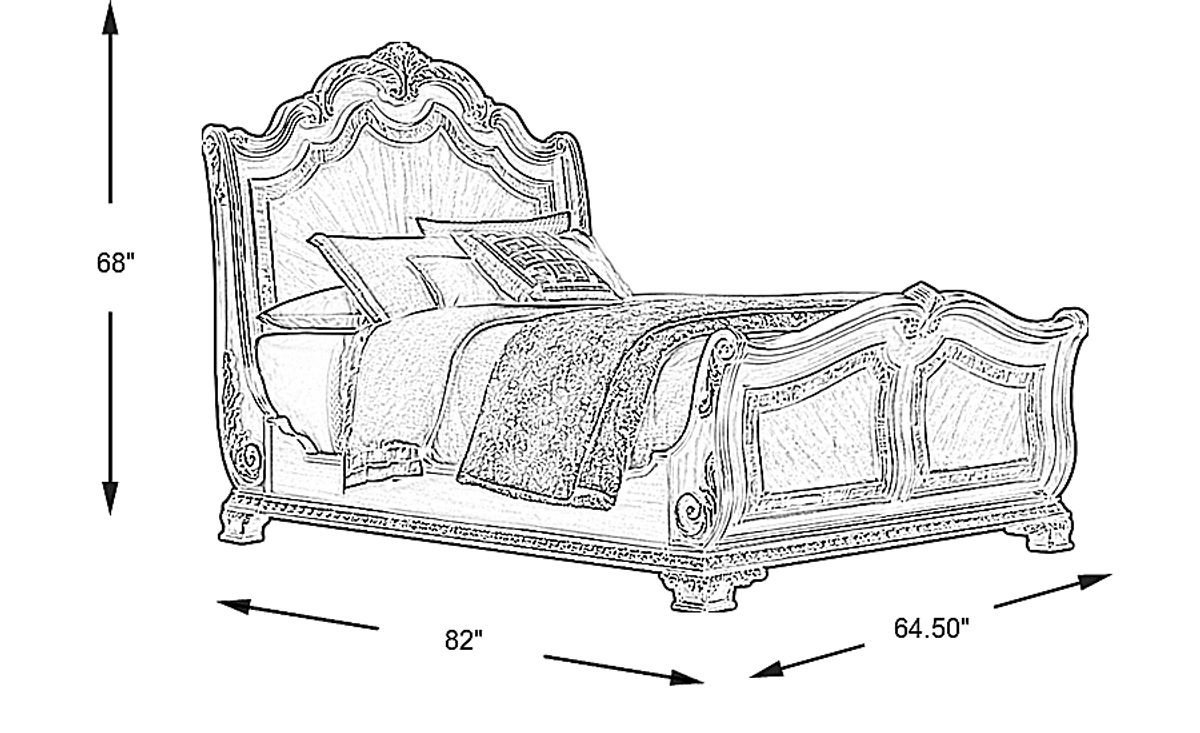 Priscilla Brown Cherry Dark Wood 3 Pc Queen Sleigh Bed Rooms to Go