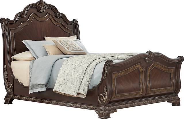 Priscilla Brown Cherry 3 Pc Queen Sleigh Bed - Thumbnail - Image 1