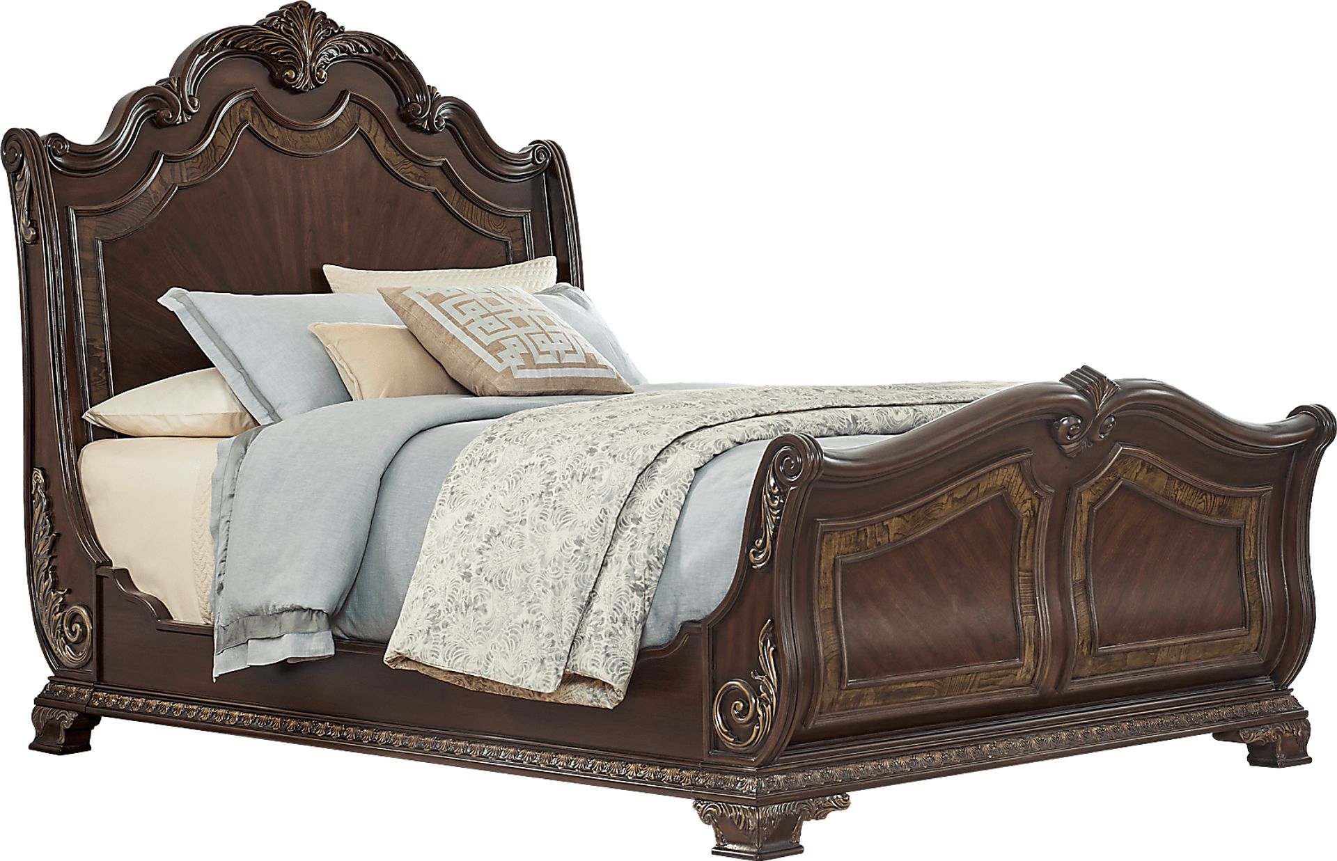 Priscilla Brown Cherry 3 Pc Queen Sleigh Bed - Image 1